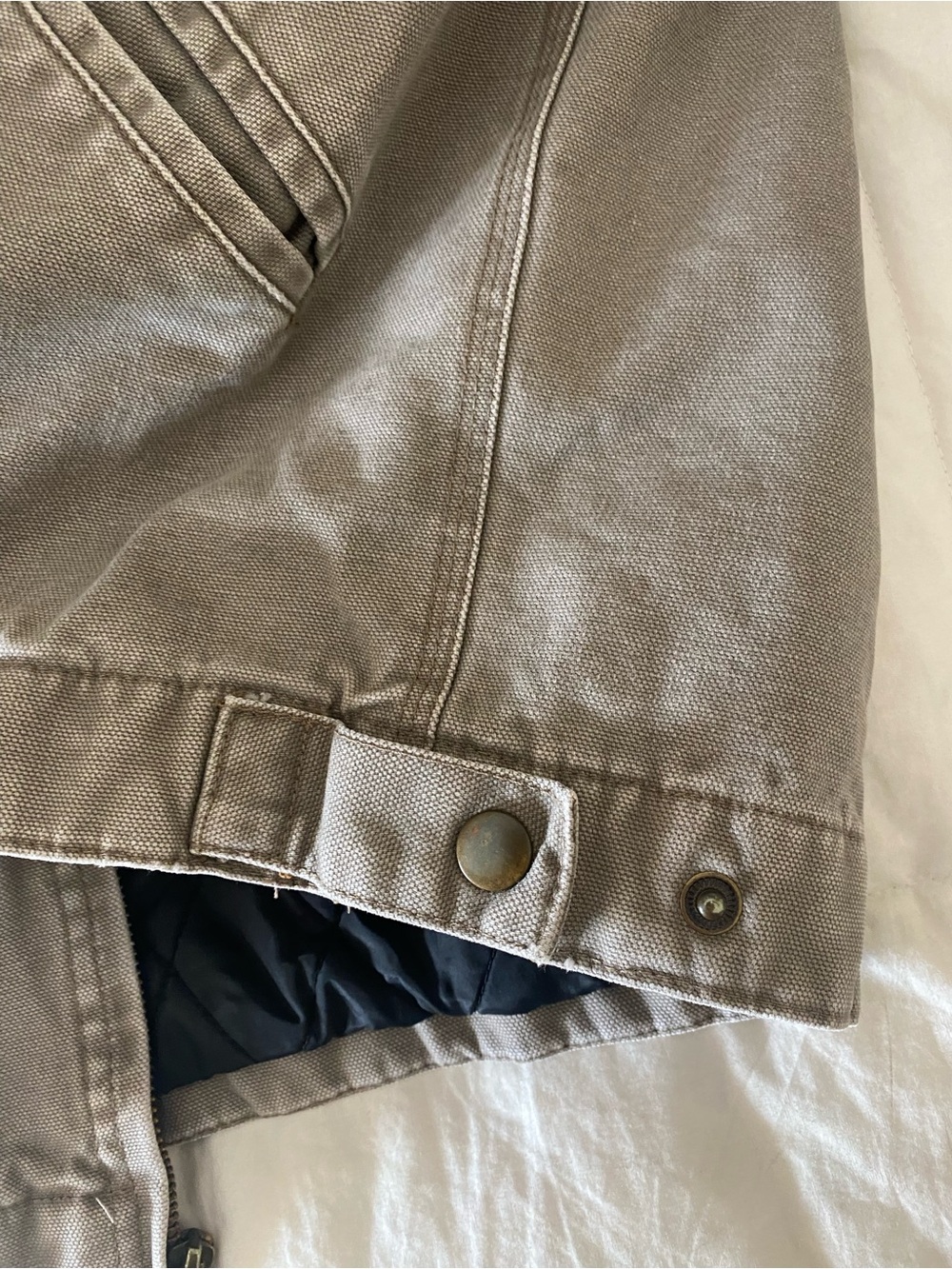 Vintage 90s Dunbrooke Detroit Style Canvas Work Jacket – Faded Sandstone Tan - Picture 4 of 9